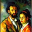 Placeholder: portrait of Jacobo Santiago Mozos born in 1976 and Gemma Arnau Arnau born in 1979,by Paul Cézanne, oil on canvas, cinematic composition, extreme detail,8k,fit full head inside picture,