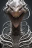 Placeholder: snake alien, head,8 eyes, smile, 8k, with hairs, finely detailed, photo realistic, HR Giger style