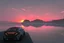 Placeholder: distant city, cars, sunset, lake, sci-fi, epic