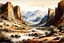 Placeholder: museum quality watercolor painting of the early 19th century, undiscovered American Southwest in the style of Karl Bodmer, rendered as an aquatint, with a fine art aesthetic, highly detailed , 8k UHD cinegraphic realism