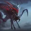 Placeholder: cyborg devil bull with long spider legs and dragon wings, fantasy art, 4k,