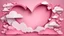 Placeholder: Valentine's day background pink sky heart and paper cut clouds