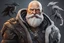 Placeholder: Old man, big beard, Bald hair, in solo leveling shadow drawing, venom model , intricate details, highly detailed, high details, detailed portrait, masterpiece,ultra detailed, ultra quality