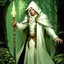 Placeholder: male hooded light sage elf white clothes male 90's tcg art fantasy