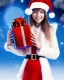 Placeholder: Girl holding gift, Christmas