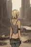 Placeholder: girl, post-apocalypse, rear, blonde,