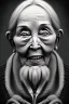 Placeholder: A brutishly ugly old woman in greyscale