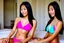 Placeholder: young asian teenage girl in bikini room santa