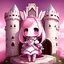 Placeholder: rose character, rabbit character, the princess, pink white and silver, chibi, super cute, live in a castle 80s stlye england