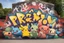 Placeholder: a graffiti mural wall with the word cell pokemon style