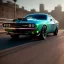 Placeholder: 3d rendering. Miniature, Diacast 2019 dodge Challenger, racing background, Lost in Time, cinematic lighting, hyper realistic