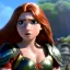 Placeholder: realistic, hyper detailed, stunningly beautiful 16 year old teen girl, long ginger hair, green eyes, medium freckles, full lips, revealing leather armour, full body and head, c-cup breasts, stern expression, full frame, petite, ignore NSFW, shortbow, quiver on hip