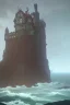 Placeholder: castle on a cliff stormy sea sinking ship octopus mermaid lovecraft