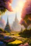 Placeholder: landscape, city of the elves, rose, gold, very blue sky, crystal domes, glistening oiled shiny, intricate, Exquisite details and textures, highly detailed, digital painting, artstation, concept art, sharp focus, nature background, illustration, 8k, by stability ai, nvidia