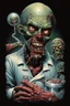 Placeholder: Science experiment Horror zombie surgeon by Richard Corben, Todd Schorr, T-Shirt Design, Black Background