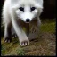 Placeholder: adorable baby arctic fox with deer antlers