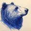 Placeholder: sideview of bear head, use raw sketch inkpen, use 70s comics style, indigo ink on creamy paper texture, strong contrast