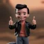 Placeholder: wide view young Fonz with black hair greaser figure doll 1986 (thumbs-up) (face) Forehead grin, fonzarelli, ((arnold's drive-in)) fonzie