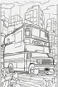 Placeholder: transport coloring page for kids, AMBULANCE, cartoon style, thick outline, low details, no shading, no color