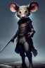 Placeholder: full body concept, very fine art oil painting of a cute anthropomorphic mouse thief with a very beautiful face wearing full intricate clothing, ultra detailed, octane render, 4K, dystopian, micro details