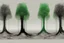 Placeholder: surreal trees with computer microchip textures, strange landscape surrealism, minimalism, green and black dual colors.