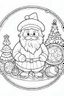 Placeholder: coloring page for kids, Santa GIFT CHILDERN BALL, cartoon style, thick outline, low details, no shading, no color