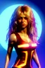 Placeholder: portrait, Shakira, blonde artist, angry, Realistic image, latex style dress. loose long hair, eyes make up, perfect, glow, circle iris. Neon colors, leds, geometric shapes. Dark background, photo studio, neon lights. Cyberpunk, concept art, smooth, unreal engine 5, god lights, ray tracing, RTX, lumen lighting, ultra detail, volumetric lighting, 3d, finely drawn, high definition, 4k.