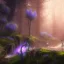 Placeholder: fantasy concept art, dynamic lighting, Intricately detailed, Splash screen art, deep color, Unreal Engine, volumetric lighting, blue flowers, moss, leather, fantasy library artwork, water,