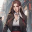 Placeholder: An Arrogant-Looking Young Woman With Pale Skin, Red Eyes, And Long Brown Hair Pulled Up In A Single, Straight Ponytail. She Is In The Mafia. An Air Of Malevolent Power Surrounds Her. Anime Style, High Definition, Greg Rutkowski, 8k Resolution, Intricate Details