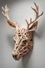 Placeholder: a modern, minimalist openwork deer head made of desks