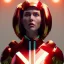 Placeholder: woman, rounded face, red hair, round helmet, retro futuristic, latex coat, soft color, highly detailed, art stations, concept art, smooth, unreal engine 5, god rays, ray tracing, RTX, lumen lighting, ultra detail, volumetric lighting, 3d, finely drawn, high definition, high resolution.