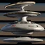 Placeholder: photorealistic uss enterprise ncc-1701X, saucer section connected by a thick angled neck down to the body of the ship, a long pillshaped oval with a deflector dish stuck in the front and a landing bay in the rear