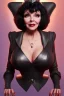 Placeholder: Joan Collins as evil queen in black leather, leather, busty, cleavage, angry, stern look. character design by cory loftis, fenghua zhong, ryohei hase, ismail inceoglu and ruan jia. unreal engine 5, artistic lighting, highly detailed, photorealistic, fantasy