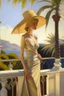 Placeholder: Neoclassicism woman standing in the sun realistic cote d'azur painting