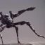 Placeholder: Mecha with metal spider legs his hands are machine guns.