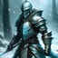 Placeholder: make a painting of a knight in ice armor in the style of dark fantasy comics