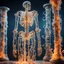 Placeholder: glass skeleton made of mycelium, greek pillars, fire particles, professional Photography, Intricate Patterns, Ultra Detailed, Luminous, Radiance, beautiful, high contrast, vibrant colors, Trending On Artstation, photorealistic