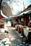 Placeholder: roadway market, India, cold weather, snow, lomography