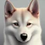 Placeholder: albino shiba inu, ethereal glowing aura, serious expression