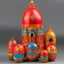 Placeholder: A red castle in the sky with rainbows designed in Matryoshka dolls painted by Wassily Kandinsky