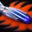 Placeholder: award winning car and driver photograph of a futuristic station wagon dirigible hybrid designed by only one vehicle per image painted metallic orange traveling at a high rate of speed, jet intake off of front center of vehicle and jet exhaust out the rear with bright blue flame, bilaterally symetrical, more a high speed road vehicle