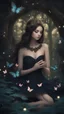 Placeholder: Beautiful girl, beautiful, dream, trees, forest, dark night, song, glitter butterflies, fantasy