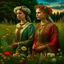 Placeholder: Scandinavian women, midsummers eve, traditional, pagan, painted, digital painting, 24k, high resolution, highly detailed, ornate, meadow with flowers and trees, art by Manuel Sanjulian