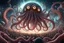 Placeholder: View into an event horizon in space with many enormous strange tentacled creatures with huge eyes and mouths flying around