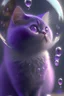 Placeholder: A beautiful little purple cat is looking at an air bubble in front of it،render, 8k, high detail, android, portrait, metallic