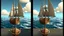 Placeholder: **Game UI: Boat Sailing** * **Layout:** Split screen (top 3/4: game world, bottom 1/4: controls) * **Game World:** Stylized sailboat (single mast, billowing sail), ocean environment (waves, horizon), optional obstacles. Subtle wind direction indicator. * **Controls:** * Rudder Crank Wheel (large wooden wheel) * Two ropes on sail (Mainbrace): Left rope pulls (incr