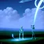 Placeholder: The Grim Reaper and the Skeleton in Tron world, discussing the future of the universe, art by Magritte and Pixar