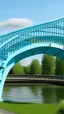 Placeholder: A pale blue bridge shaped like a fish painted by Andy Warhol