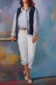 Placeholder: Full body portrait, painting, medium shot lady Normcore