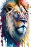 Placeholder: "lion", clean design, epic Instagram, art station, splash of colorful paint, contour, ((solid white background)), looking into camera, hyperdetailed intricately detailed, unreal engine, fantastical, cinema lighting, intricate detail, splash screen, complementary colors, fantasy concept art, 8k resolution, DeviantArt masterpiece, watercolor, paint dripping